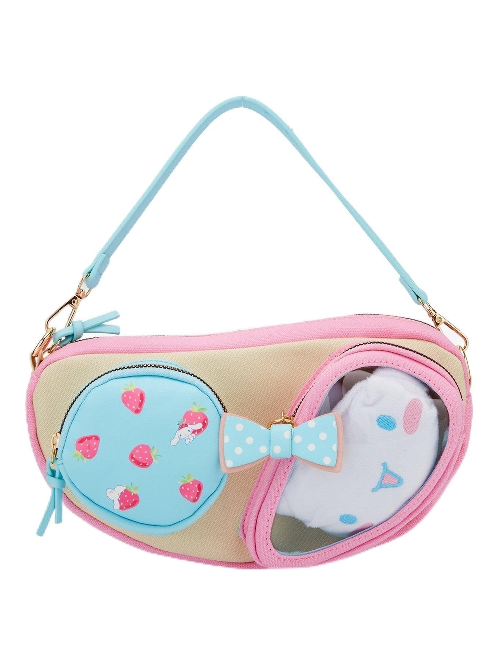Cinnamoroll Sanrio Pink, Light Blue & Cream Plush Peekaboo Shoulder Bag